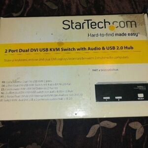 Black 2-Port Dual DVI USB KVM Switch with Audio & USB 2.0 Hub